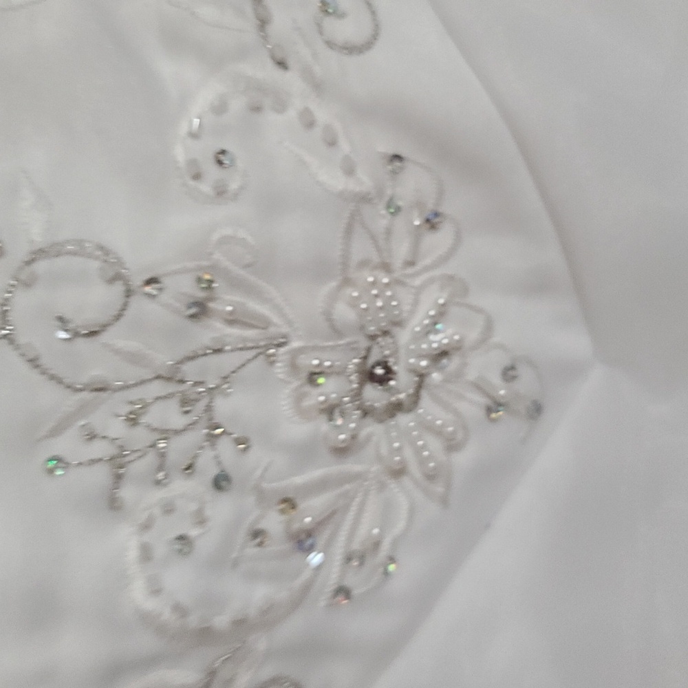 Marys Import Bridal Wedding Dress Sleeveless‎ White Beaded Embroidered Gloves 10 - Picture 5 of 16